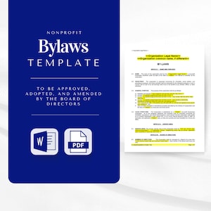 9-page Nonprofit Bylaws Template | Nonprofit Governance | Board of Directors