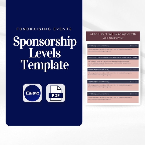 Fundraising Event Sponsorship Levels Template | Sponsorship Overview | Corporate Sponsor | Small Business Sponsor