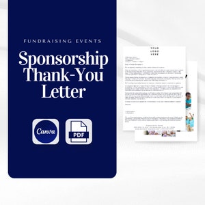 Lettre de remerciement aux sponsors de l'événement : modèle Canva | Appréciation du parrainage d'entreprise | Gérance | Lettre de remerciement pour le parrainage