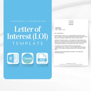 Letter of Interest (LOI) Template | Letter of Intent | Letter of Inquiry | Nonprofit Fundraising | Grants | Grant Proposal | Grant Writing