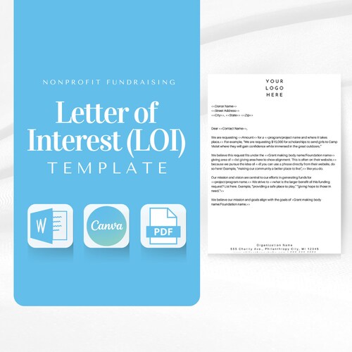 Letter of Interest LOI Template Letter of Intent Letter Etsy Letter of Interest LOI Template Letter of Intent Letter Etsy