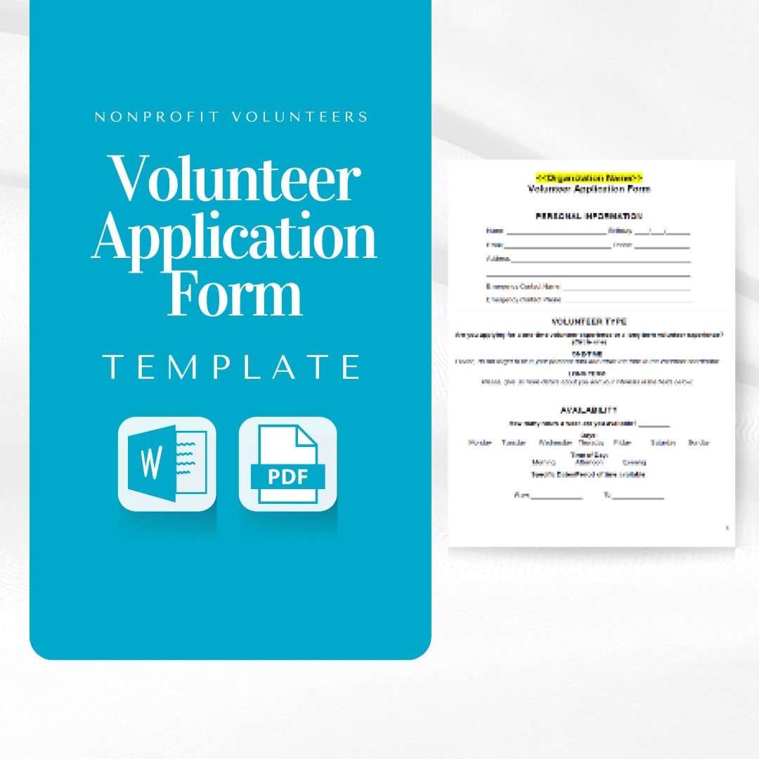 Volunteer Application Form Make It Easy to Volunteer Etsy