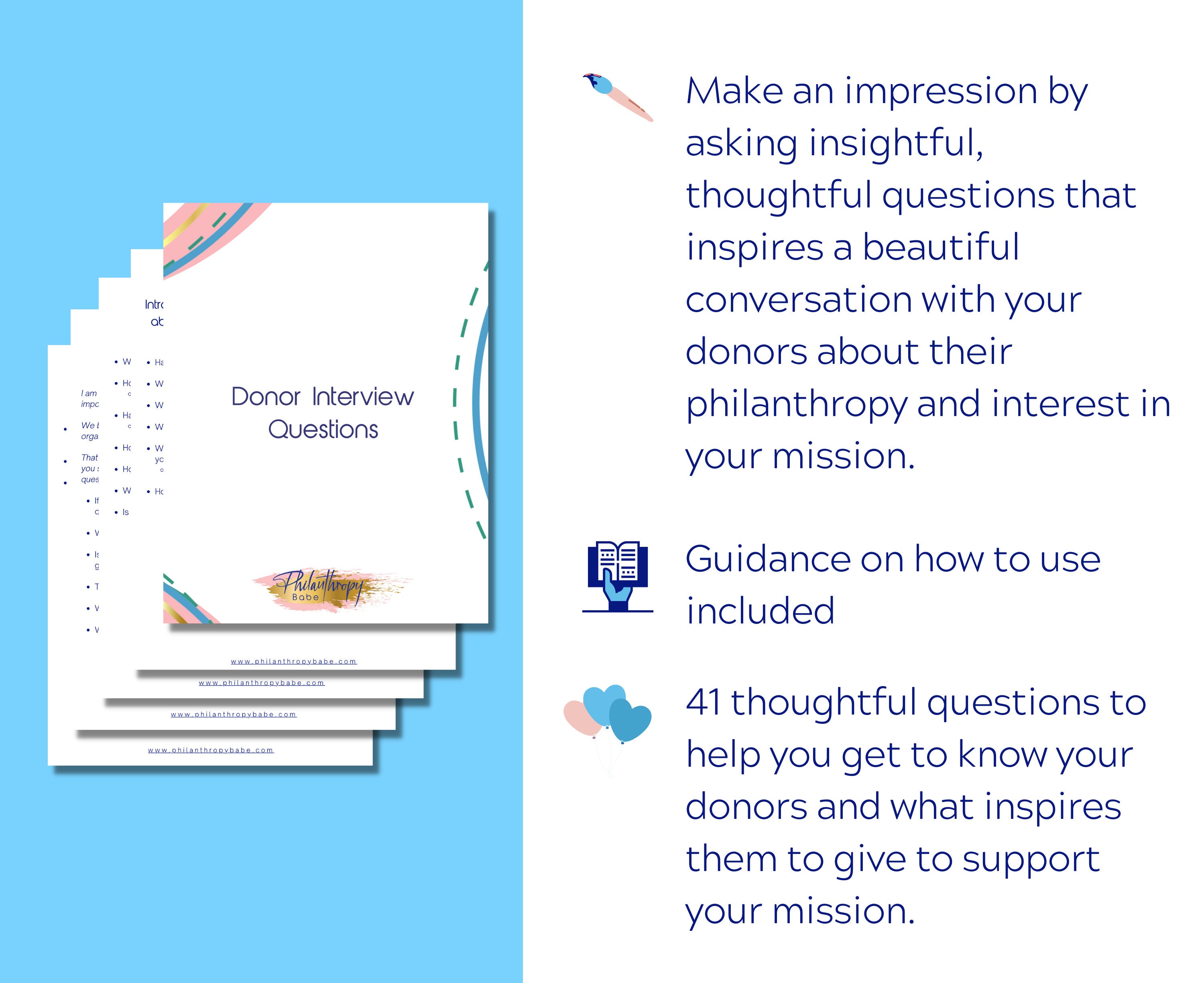 Donor Interview Questions Questions to Ask Donor Prospects Etsy