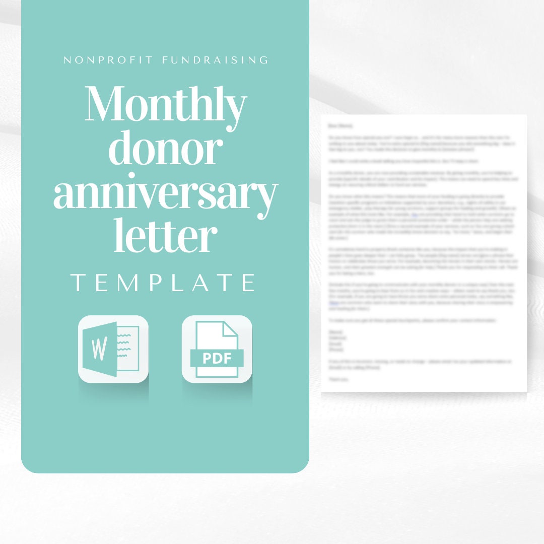 Monthly Donor Anniversary Letter | Donor Stewardship - Etsy
