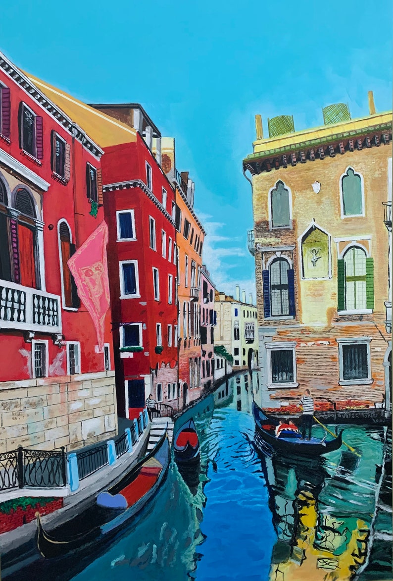 Venice Italy Imaginary Travel Acrylic Painting 48 X 30 Inches | Etsy