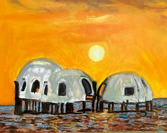 Cape Romano, Sunset, Seascape, Acrylic Painting, Original, 18 x 24 inches