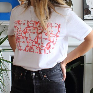 Rush Hour Graphic Printed Tee - Organic Cotton T-Shirt with Print - Unisex Top - Continuous Line Drawing