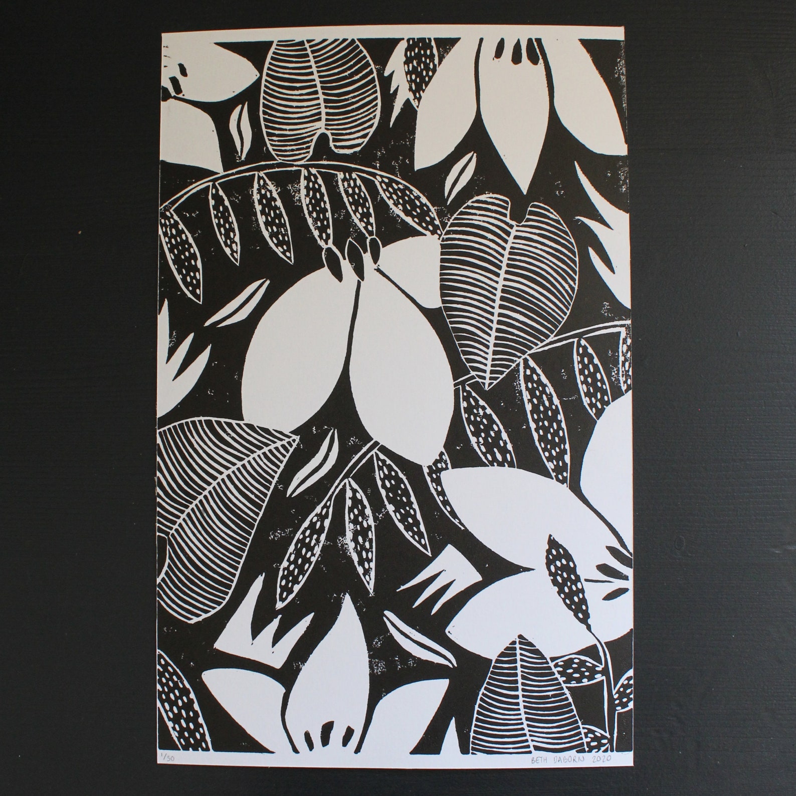 Botanical Jungle Lino Print Handprinted Wall Art Printmaking Gallery ...
