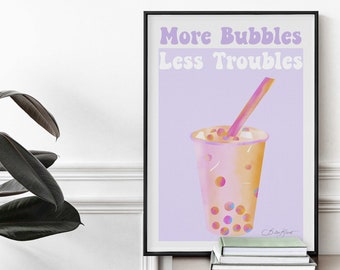 Arte de pared imprimible de té de burbujas - Póster moderno de té de burbujas - Descarga instantánea de té de burbujas - Regalo de inauguración de la casa de último momento