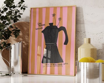 Mocca Coffee Art Print: Modern Kitchen Decor (Digital Download)
