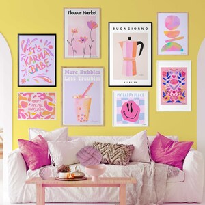 Pink Maximalist Gallery Wall Art Prints: Set of 8 (Digital Download)