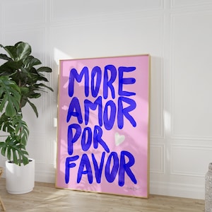 Maximalist Poster - More Amor Por Favor Wandkunst - Moderne Bunte Eklektische Rosa Wand Kunst sofortiger Download - Liebeszitat - Druckbare Kunst