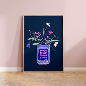 Floral Poster - Maximalist Printable wall art - BLOOM - Modern Colorful Eclectic painting of a colorful bouquet- instant download