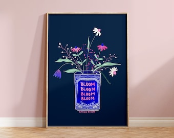 Floral Bouquet Poster: Maximalist Eclectic Watercolor Painting (Digital Download)