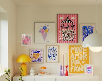 Colorful Gallery Wall Art Set: Eclectic Maximalist Decor (Digital Download)