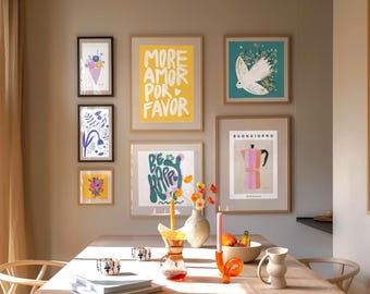 Colorful Gallery Wall Art Prints: Bright Modern Home Decor (Digital Download)