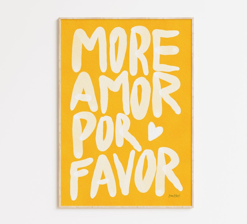 Cartel maximalista - Más Amor Por Favor arte de pared Sunshine - Arte de pared ecléctico moderno Amarillo descarga instantánea - Cita de amor - Arte imprimible imagen 5