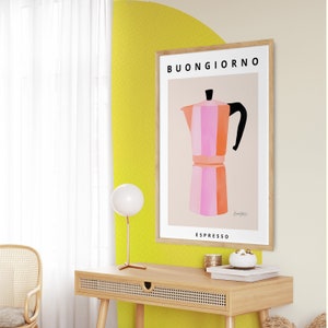 Printable Kitchen Wall Art Modern Coffee Poster print Moka Espresso printable eclectic colorful art housewarming gift image 4