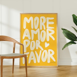 Maximalistisches Poster More Amor Por Favor Wandkunst Sonnenschein Modernes Eklektisches Wandkunst Gelb Liebeszitat Druckbare Kunst Bild 8