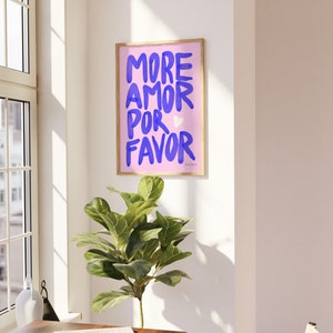 Maximalist Poster More Amor Por Favor wall art Modern Colorful Eclectic Pink Wall Art instant download Love Quote Printable Art image 5