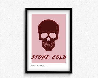 Stone Cold - Steve Austin, minimale poster print, worstelen poster, wwe poster