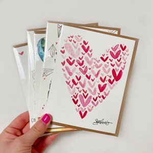 Set of 6 Watercolor Valentine&#39;s Day Greeting Cards, Hearts Cards, Floral Cards, Love Card Pack, Valentine&#39;s Day Gift, Sophia Lavrov