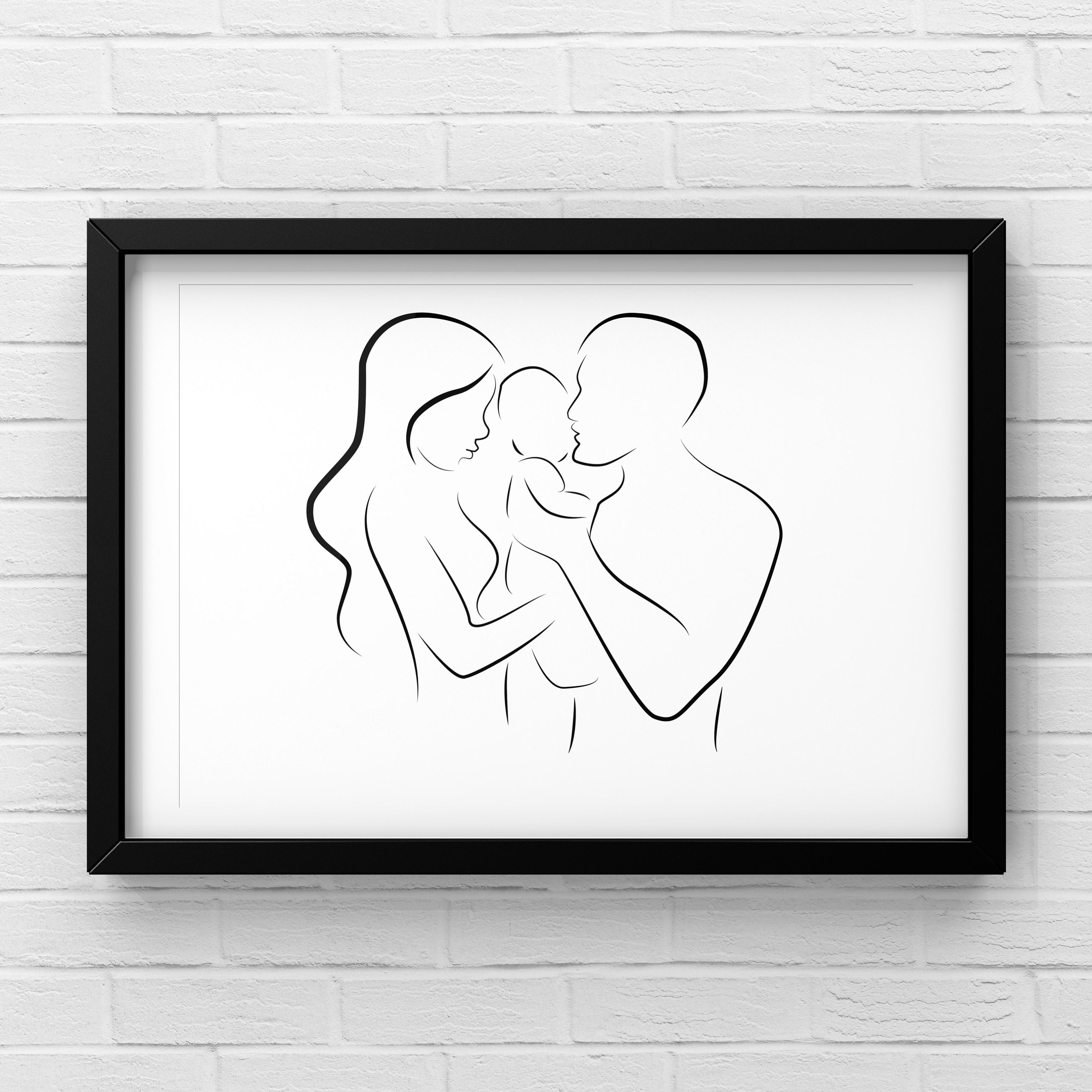 Minimalist Line Art/ Family Wall Art / Parents and Baby / Etsy UK