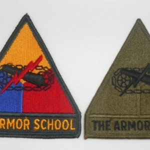 Unissued USGI The Armor School Patch Color Subdued Set Merrowed Edge