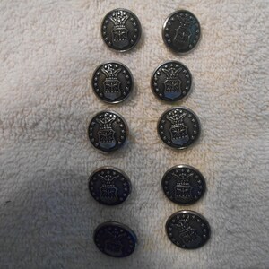 10 boutons vintage d'uniforme militaire New Air Force Button image 2