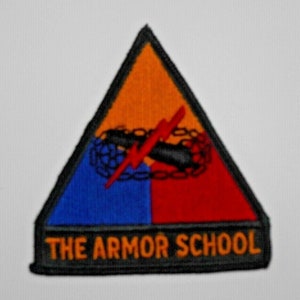 Unissued USGI The Armor School Patch Color Merrowed Edge