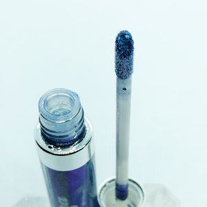 Glitter Gloss in Pluto | Vegan Makeup | Cruelty Free Lip Gloss | Sheer Irirdescent Lip Color | Holographic Gloss | crystaluna cosmetics