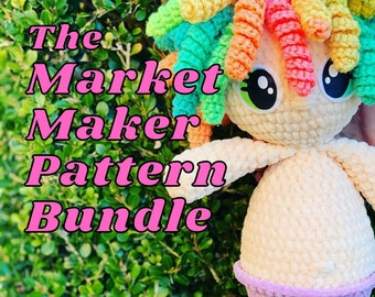Market Maker Crochet Pattern Bundle - 5 Amigurumi Digital Patterns - Snake Dolphin Mermaid Bird