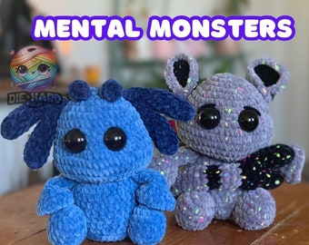 DIGITAL PATTERN - Crochet Pattern - Menta; Monsters - Metal Health Modification - Anxiety Grief Depression Sadness