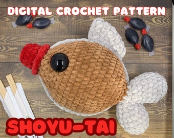 DIGITAL PATTERN - Crochet Shoyu-Tai Soy Fish PATTERN - Low Sew Pattern