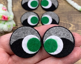 Green Kawaii All Felt Eyes - Amigurumi Felties - Raccoon or Possum eyes