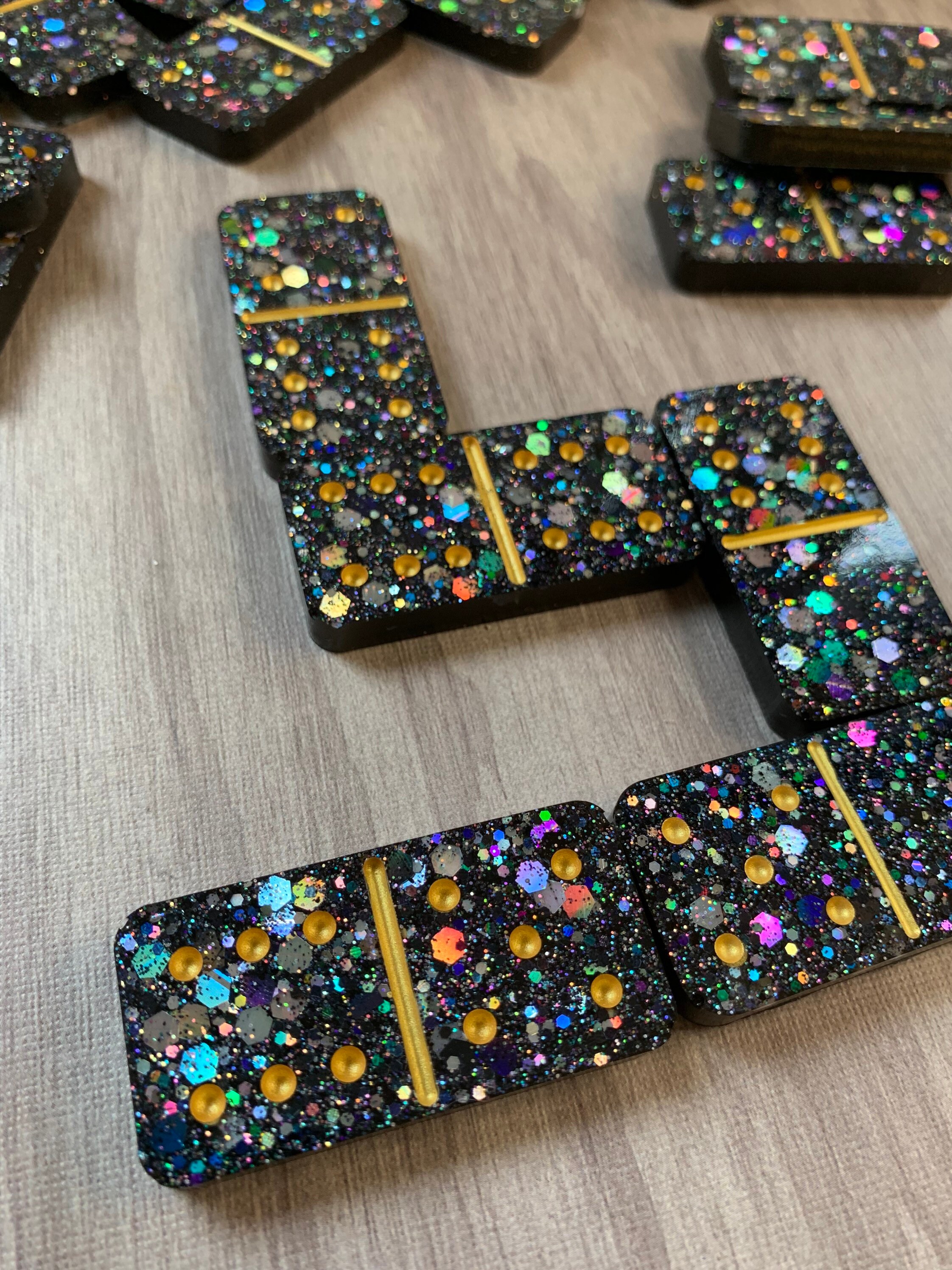 Black and Gold Resin Dominoes Set Resin Dominoes Set Custom Epoxy Dominoes Set Custom Resin Dominoes Epoxy Dominoes Set