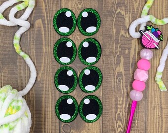 Green Glitter Kawaii Felt Eyes - Amigurumi Felties