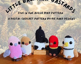 Crochet Australian Birds Pattern: Ibis, Turkey, Plover, Kookaburra, Galah (PDF Pattern)