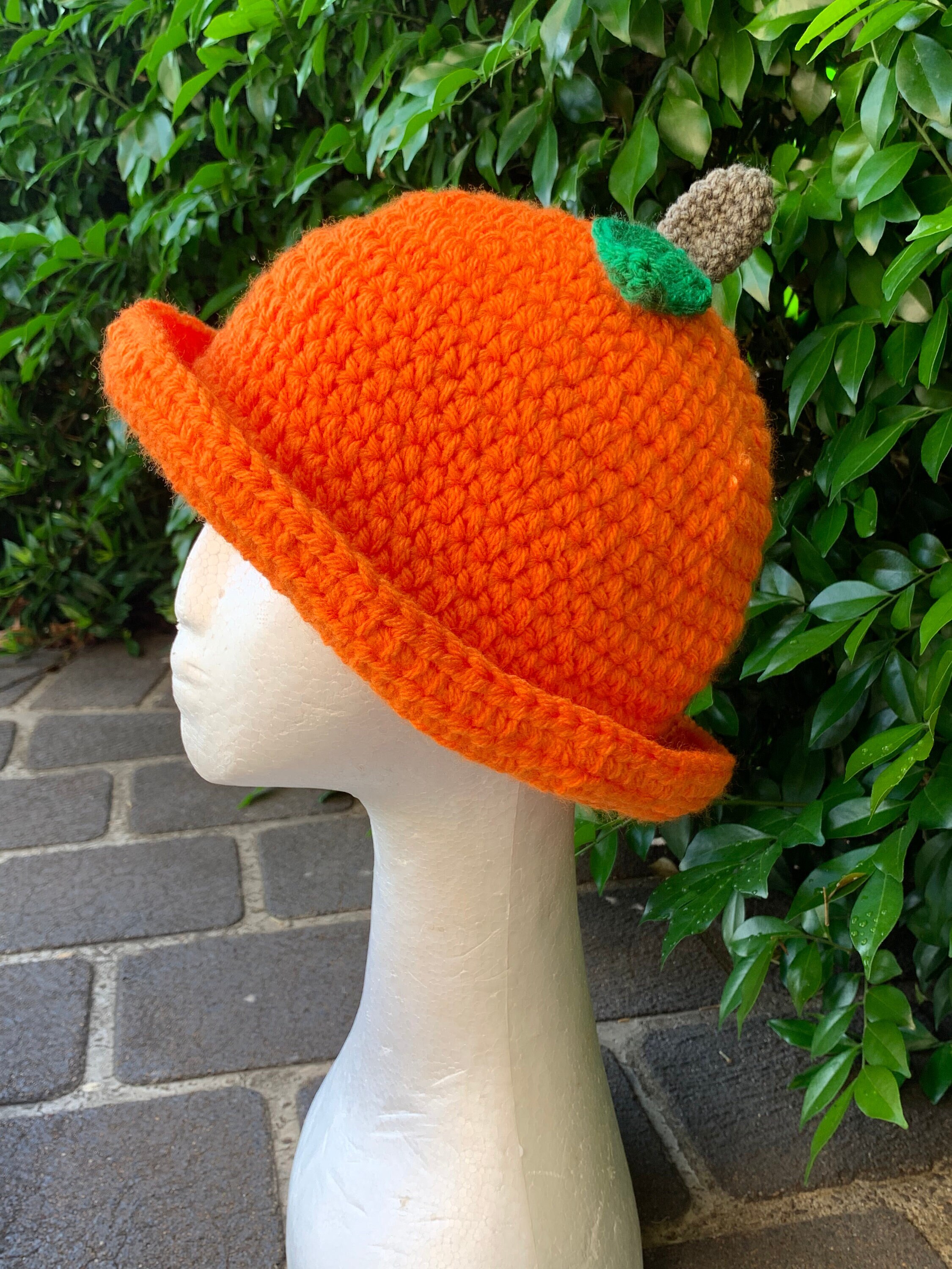 Crochet Orange Bucket Hat Festival Wear 