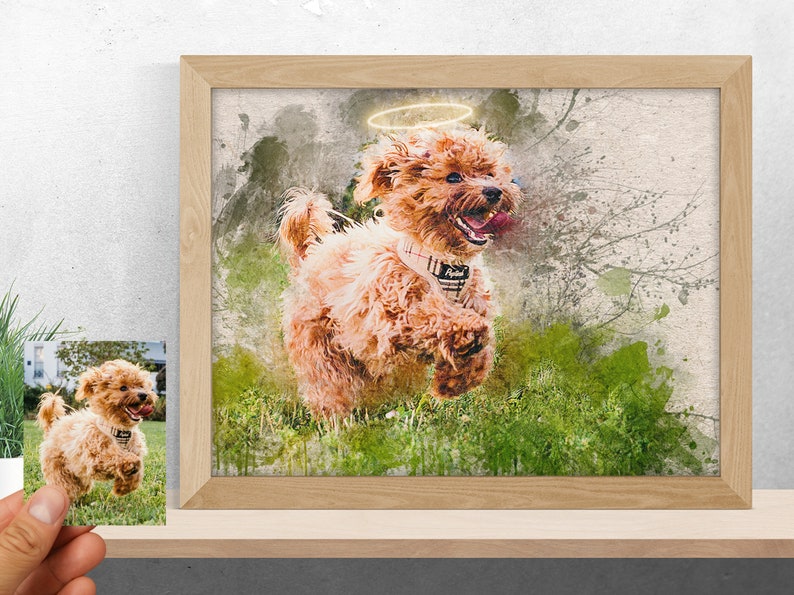 Pet Loss Gift Halo Personalised Gift Pet Portrait Painting Unique Gift Dog Portrait Pet Loss Portrait Print with Halo