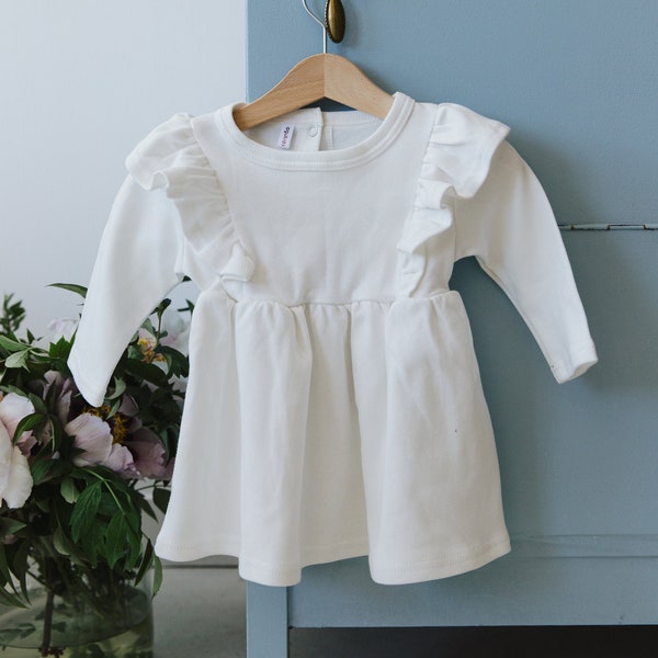 White baby dress special occasion, 1st birthday outfit, Christening White Gown Baptism ivory suit 9M 12M 18M