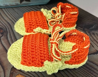 Crochet Sandals for Boy Gender Reveal Party Soft Sole Baby Shoes Baby shower gift for New Mom Sandal for babies 0 to 3 months old
