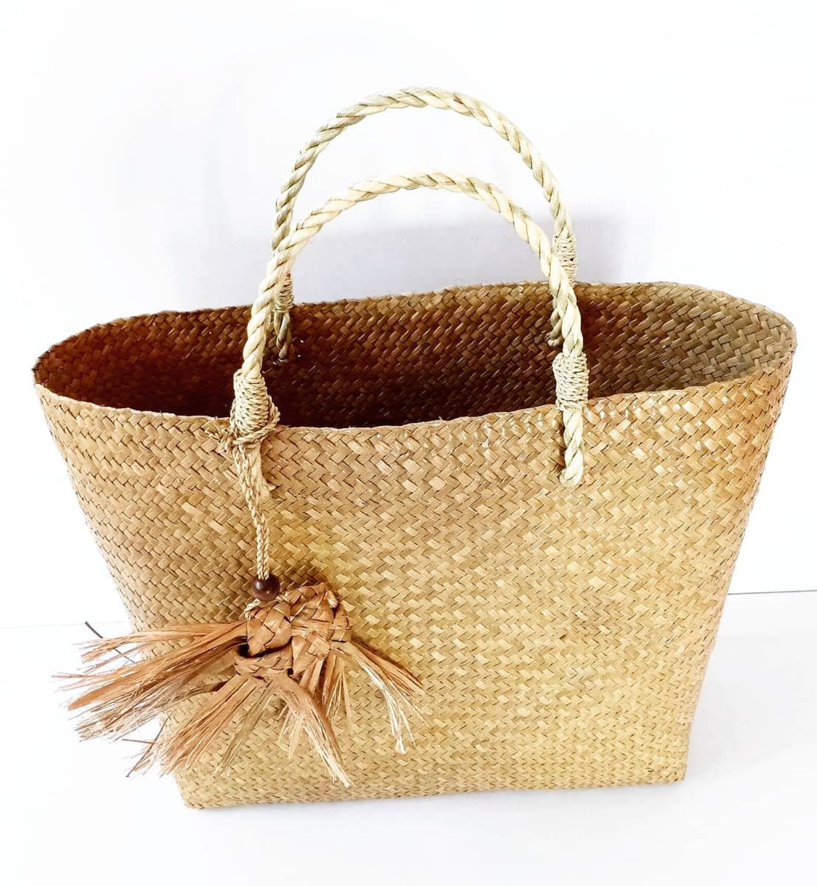 Straw tote bagstraw bag with zipperstraw beach bagwicker Etsy