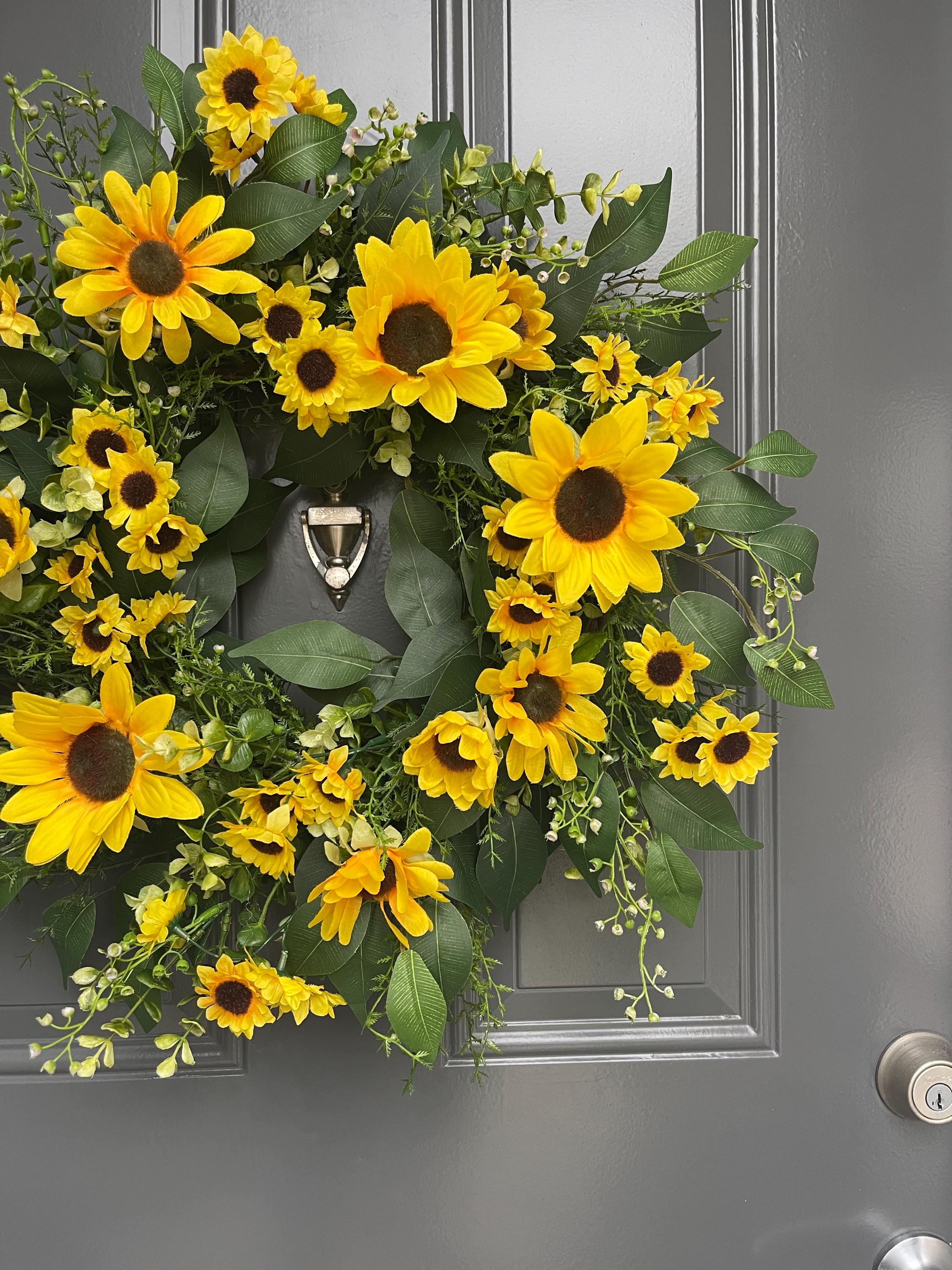 Sunflower Summer Wreath for Front Door, Bright Yellow Floral Farmhouse ...