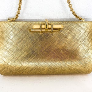Rodo, vintage metal clutch with chain removable strap