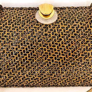 Vintage painted wicker, RODO purse with gold and plastic clasp