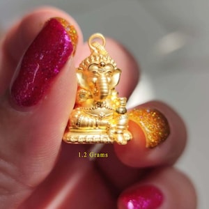 Beautiful Pure 24k Gold Lord Ganesh Pendant,Gold Elephant God Meditation Yoga Charm Amulet Love Wealth Success Powerful Magic Christmas Gift