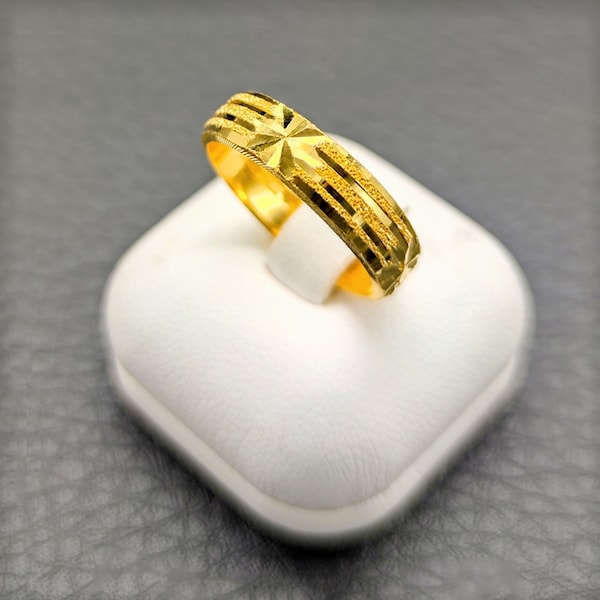 Handcraft Aragorn Men Thai gold Rings, Luck, Wealth 999 Pure Gold Rings Wedding Band, Solid Gold, Premium Hand Ring 24k Ring Thai Style Ring