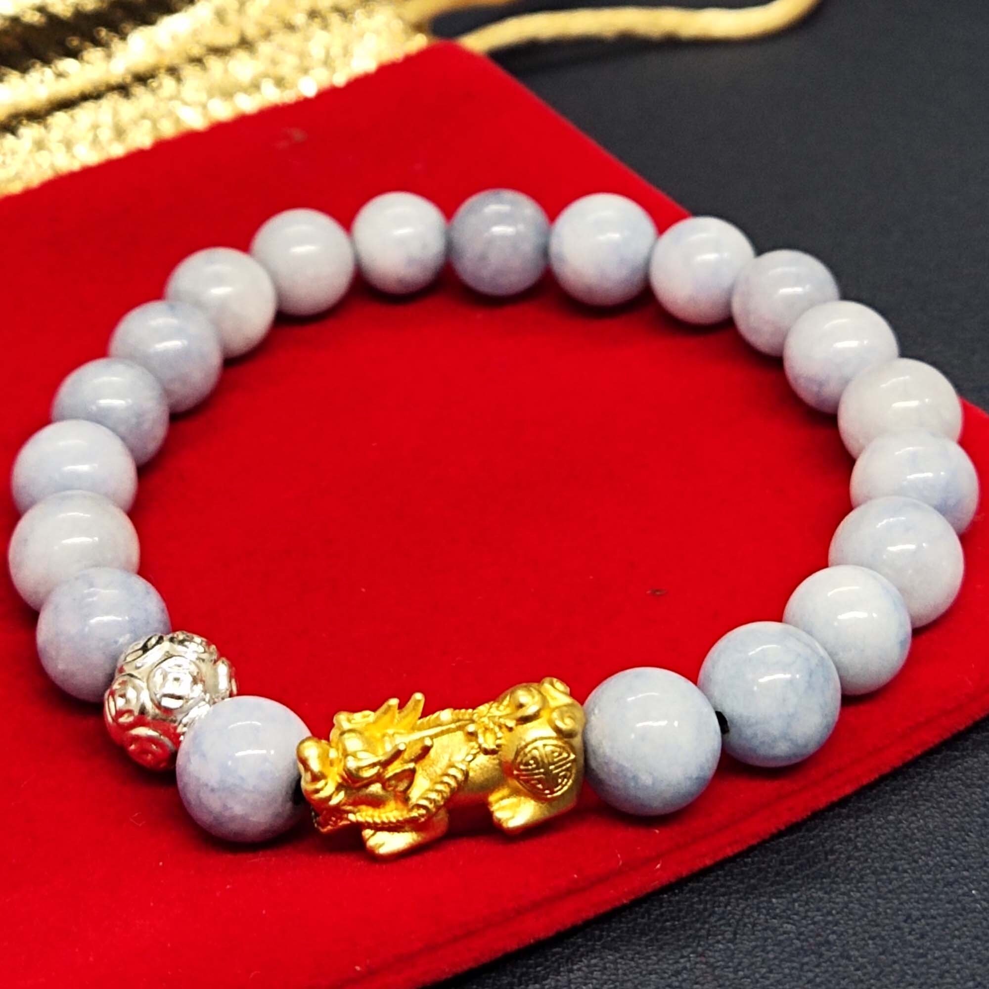 Customized Crystal Bracelet with 24k Gold Piyao for wealth