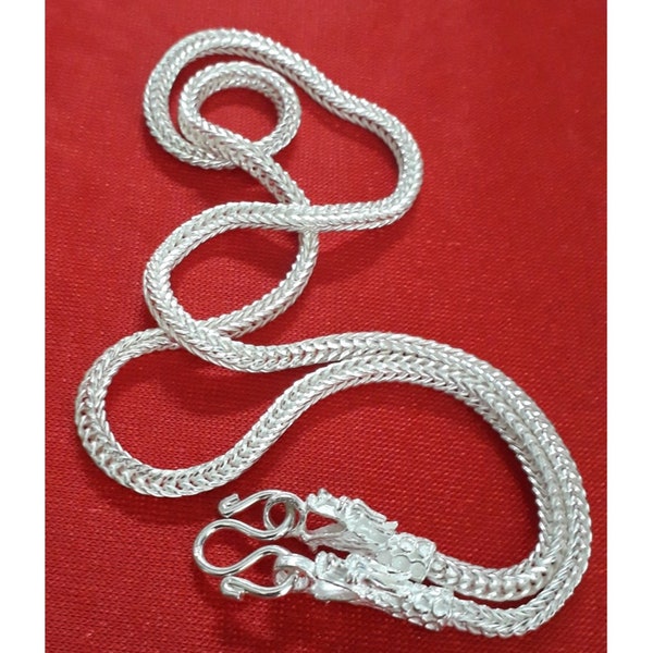3mm Handcraft Thai 925 Silver Necklace Solid Men's Double Dragon Necklace Thai Style Snake Head Silver Necklace Hanging Buddha Necklace Gift